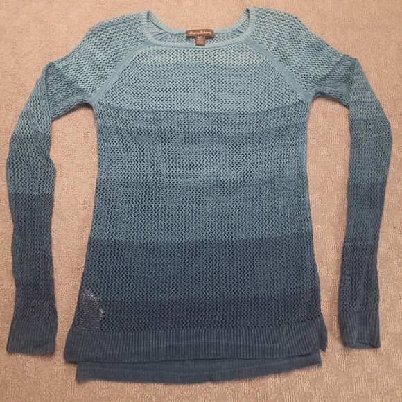 Tommy Bahama Women's S  Open Knit Mesh Pullover Sweater Beach Cover Up Blue - Picture 2 of 7